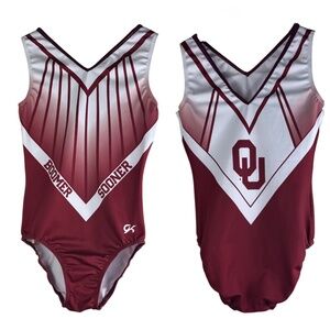 OU University Oklahoma Boomer Sooner Gymnastics Leotard ATHLETE WORN Red White